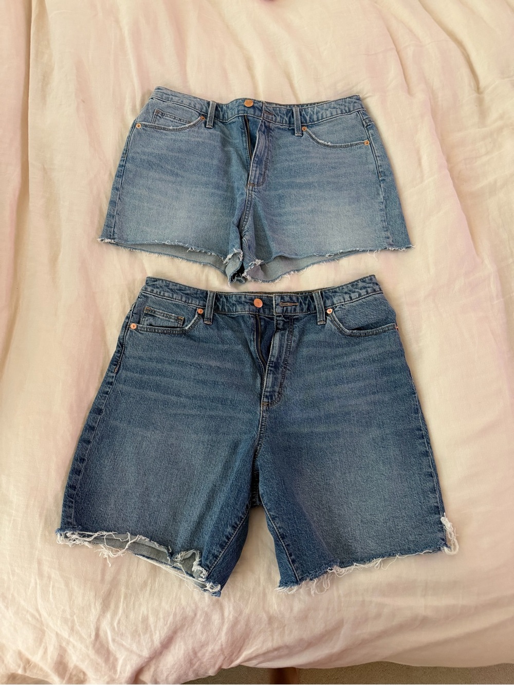 Universal Thread Blue Denim Cutoff Shorts Duo Bundle Two Pack - Frayed Hem